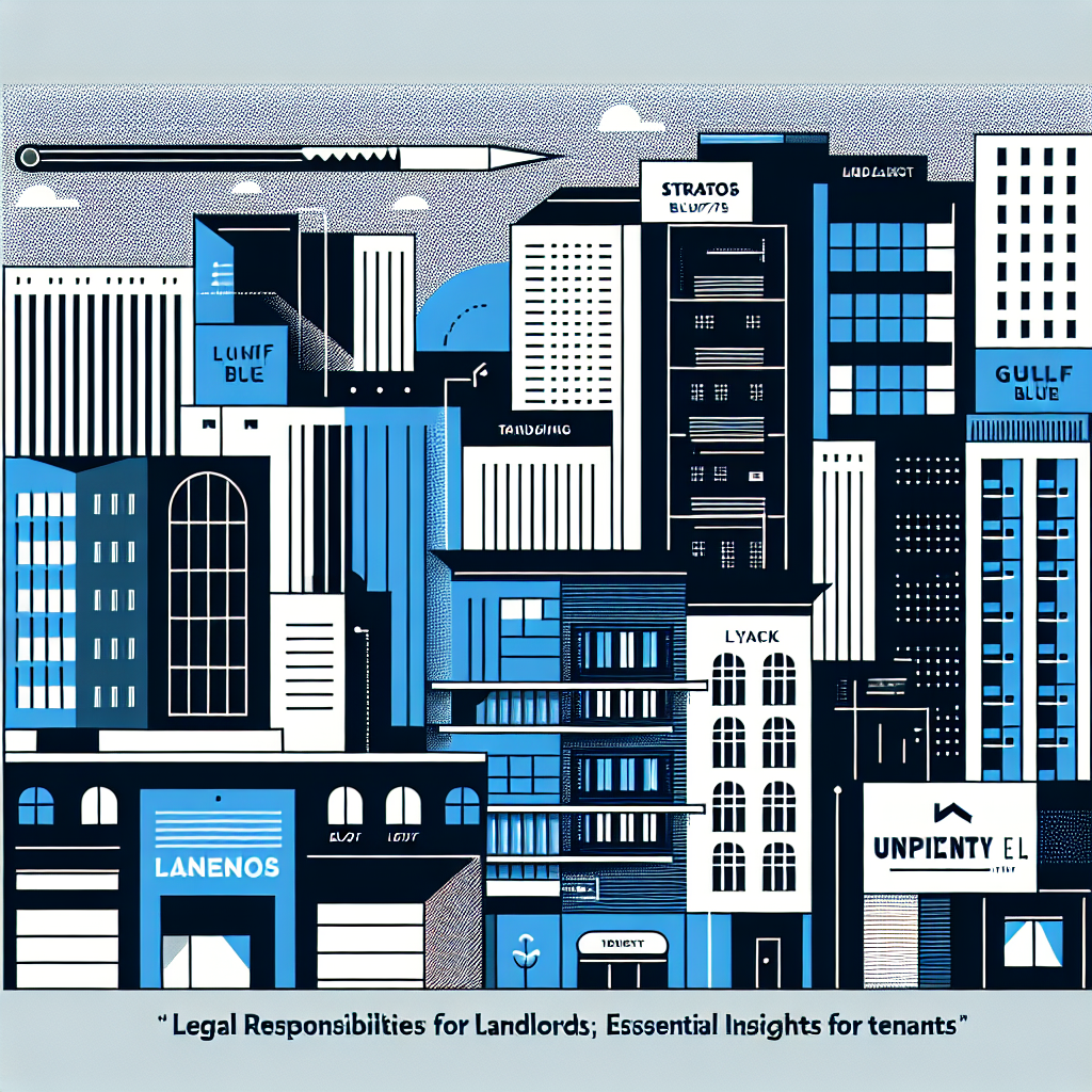 Blog featured image illustrating the legal responsibilities of landlords with minimalist flat illustrations of buildings and cityscapes in Unify LIV brand colors, emphasizing professional and modern design elements.