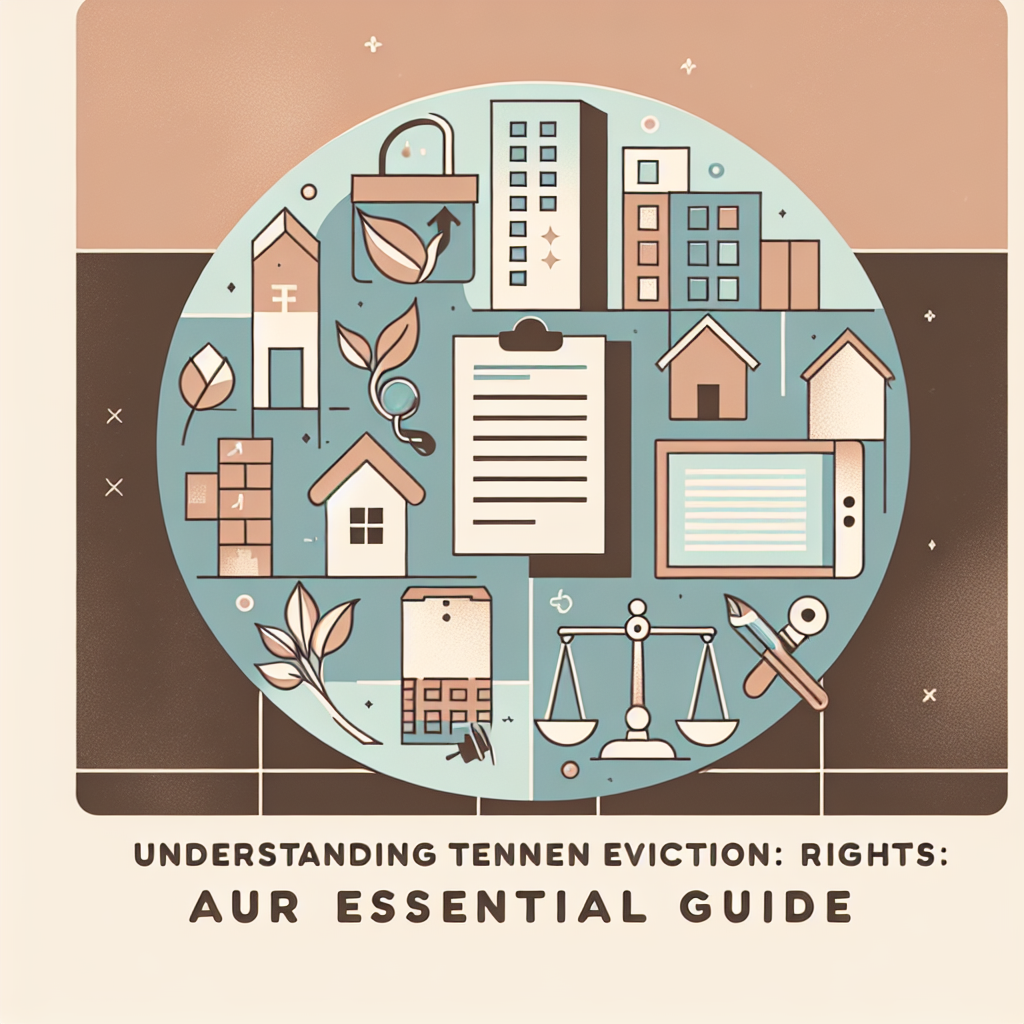 Illustration of a legal document and gavel representing tenant eviction rights in a comprehensive guide.